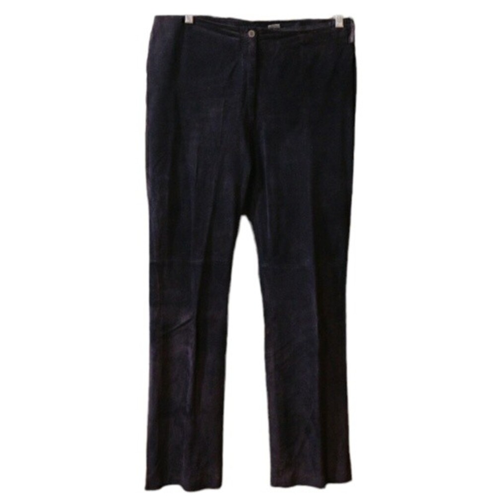 Isda & Co Dark Brown Suede Leather Pants 12 - Straight Leg Boho Trousers
